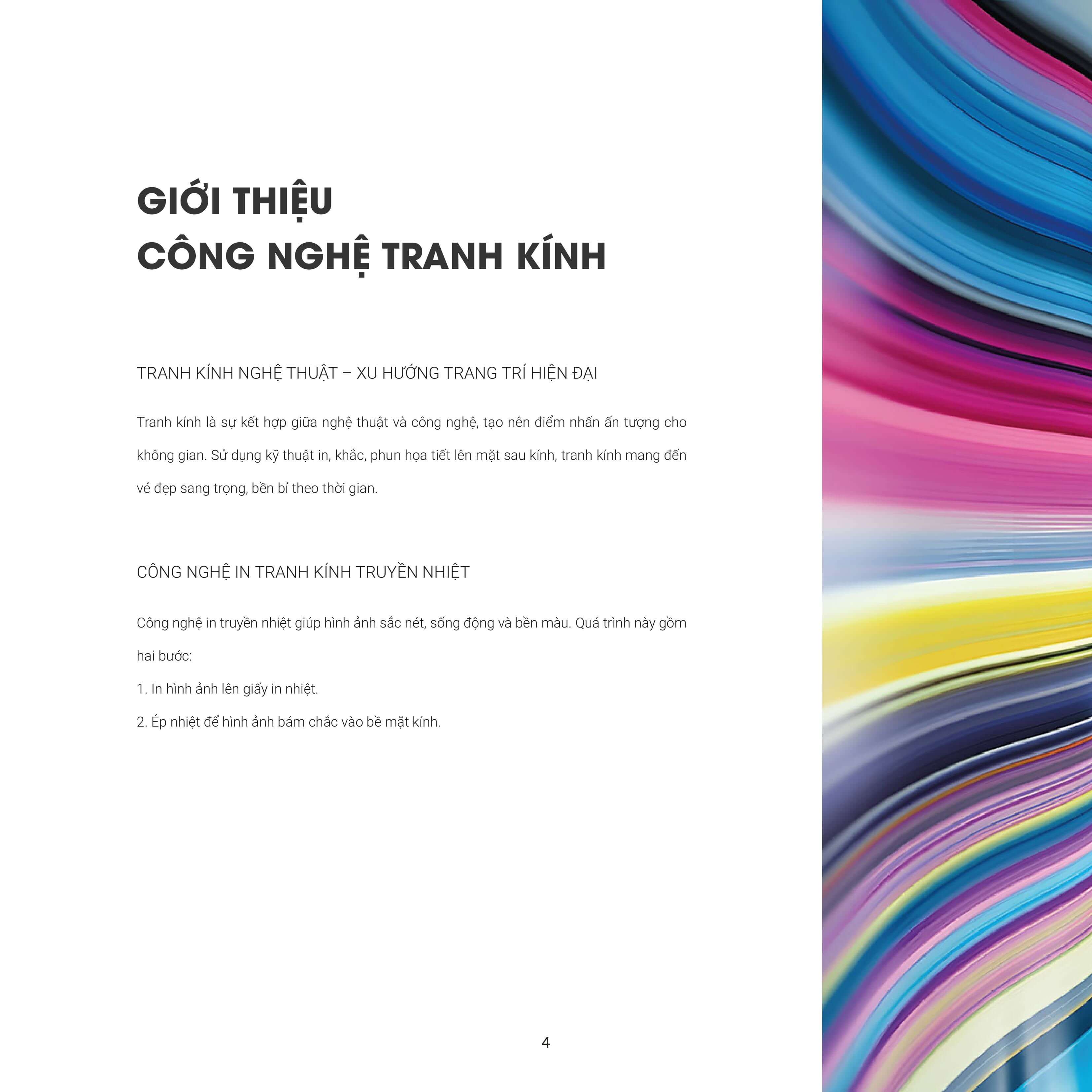 Giới thiệu công nghệ tranh kính nghệ thuật với họa tiết màu sắc trừu tượng in trên bề mặt kính